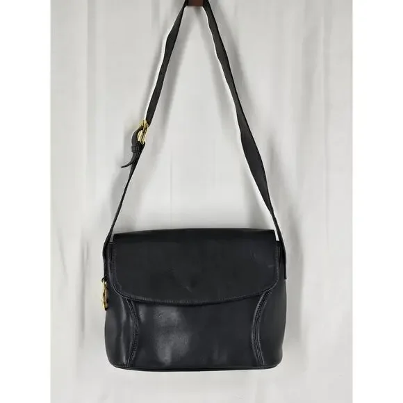 LANCEL VINTAGE BLACK LEATHER SHOULDER BAG – FRONT FLAP – MADE IN ITALY 10"x8"x4" - Picture 12 of 16